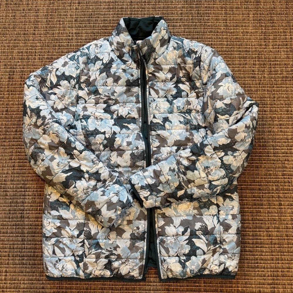 Vera Bradley Floral Puffer Jacket - Black and Blue